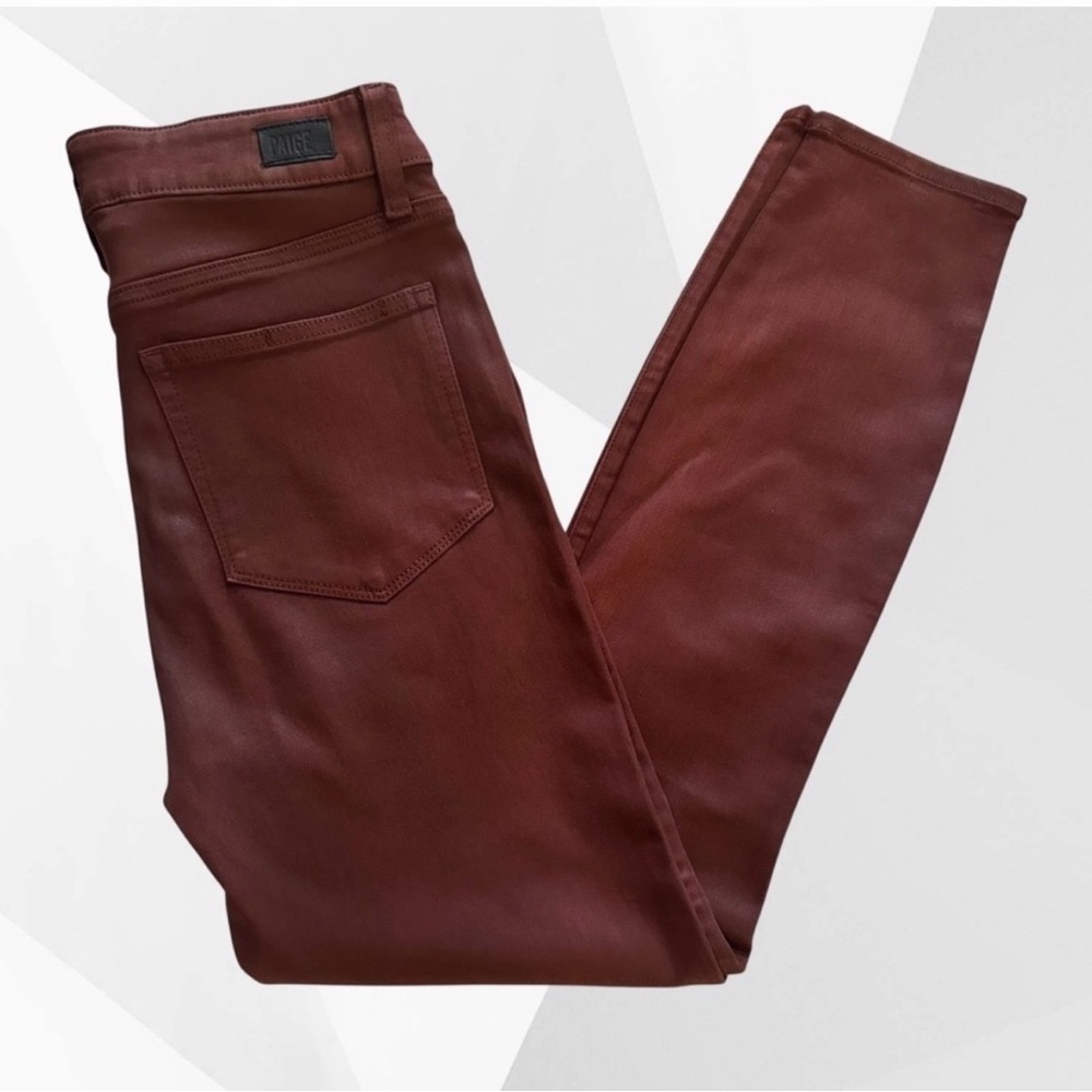 PAIGE JEANS | BURGUNDY DUST LUXE COATING MASON ANKLE STRAIGHT JEAN | Sz:31 NWT🏷️